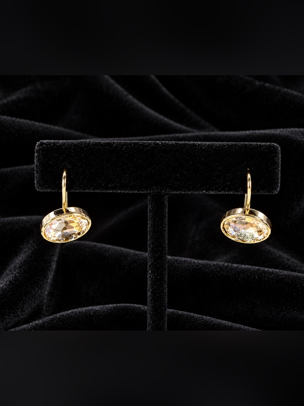 Fashion Jewelry Elegant Champagne Crystal in Gold  Drop Earrings